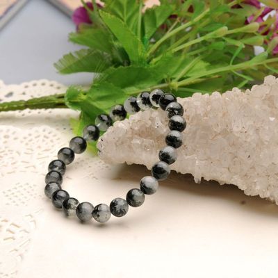 纯天然精品7mm绿幽灵圆珠手链 墨绿深绿全绿招财的珍品